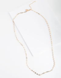 Gold Plated 65cm Fine Multi Link Necklace - link has visual effect only