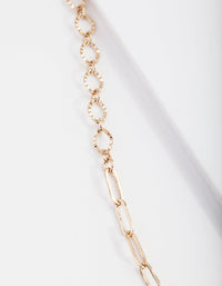 Gold Plated 65cm Fine Multi Link Necklace - link has visual effect only