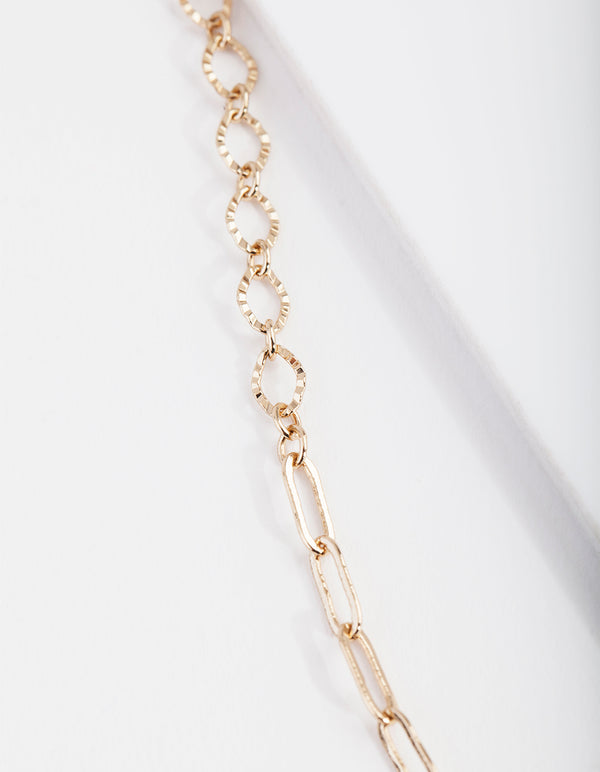 Gold Plated 65cm Fine Multi Link Necklace