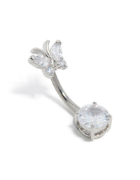 Titanium Cubic Zirconia Butterfly Belly Bar - link has visual effect only