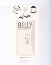 Surgical Steel Floral Cubic Zirconia Belly Ring - link has visual effect only