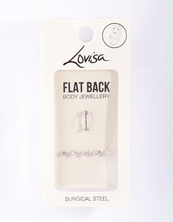 Surgical Steel Cubic Zirconia Flat Back 6-Pack