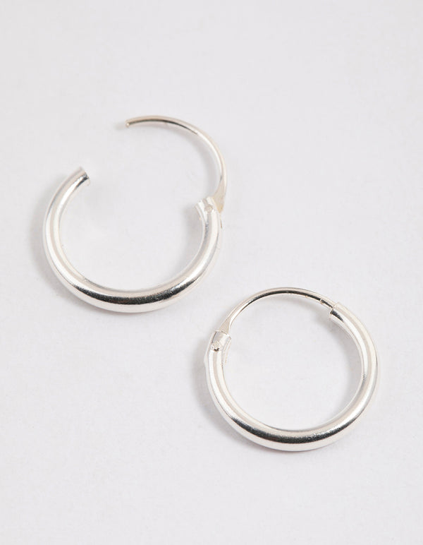 Sterling Silver Mini Polished Hoop Earrings