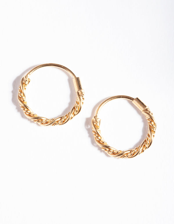 Gold Plated Sterling Silver Mini Twist Hoop Earrings