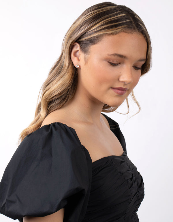 Gold Plated Sterling Silver 1 Carat Cubic Zirconia Stud Earrings