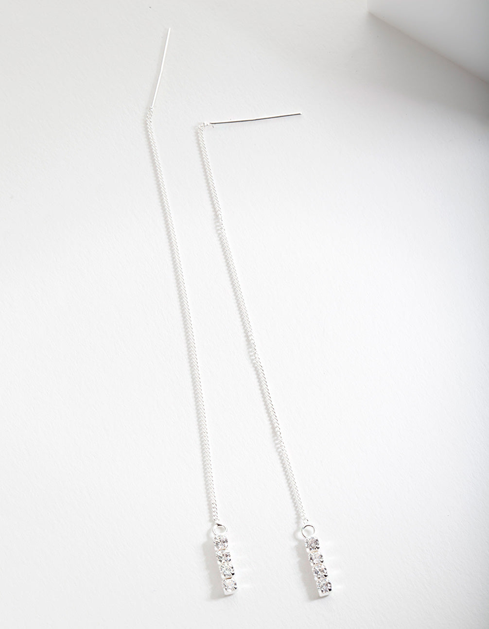 Sterling Silver Cubic Zirconia Thread-Through Earrings