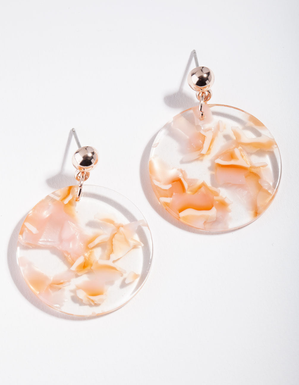 Rose Gold Pink Flower Swirl Earrings