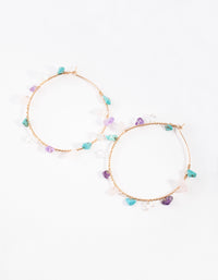 Rose Gold Turquoise, Rose Quartz, Amethyst Hoop Earrings - link has visual effect only