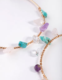 Rose Gold Turquoise, Rose Quartz, Amethyst Hoop Earrings - link has visual effect only