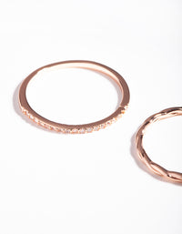 Rose Gold Twist & Diamante Ring Pack - link has visual effect only