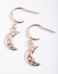 Rose Gold Cut Out Moon Hoop Earrings - link has visual effect only