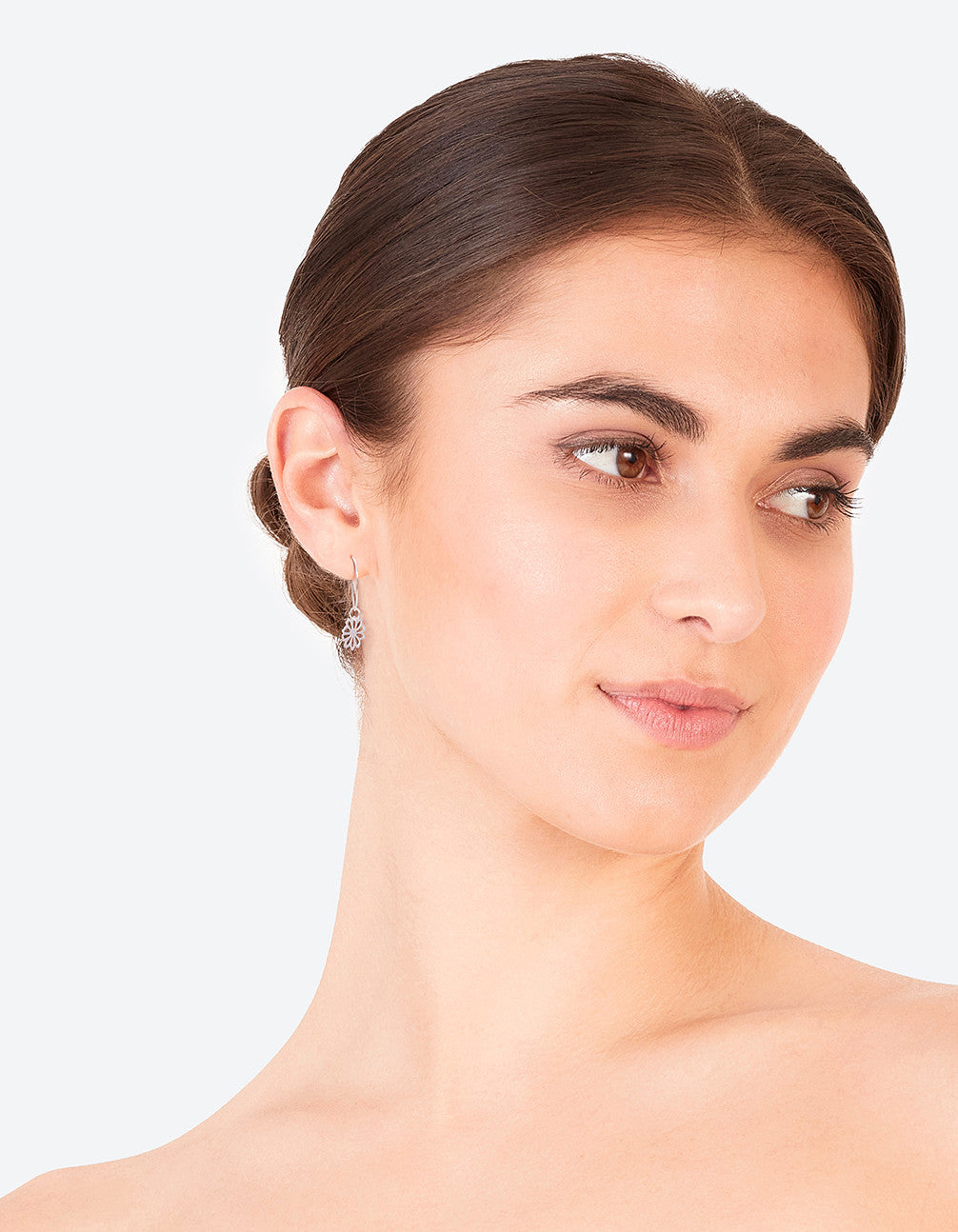 Silver Dainty Flower Hoop Earrings