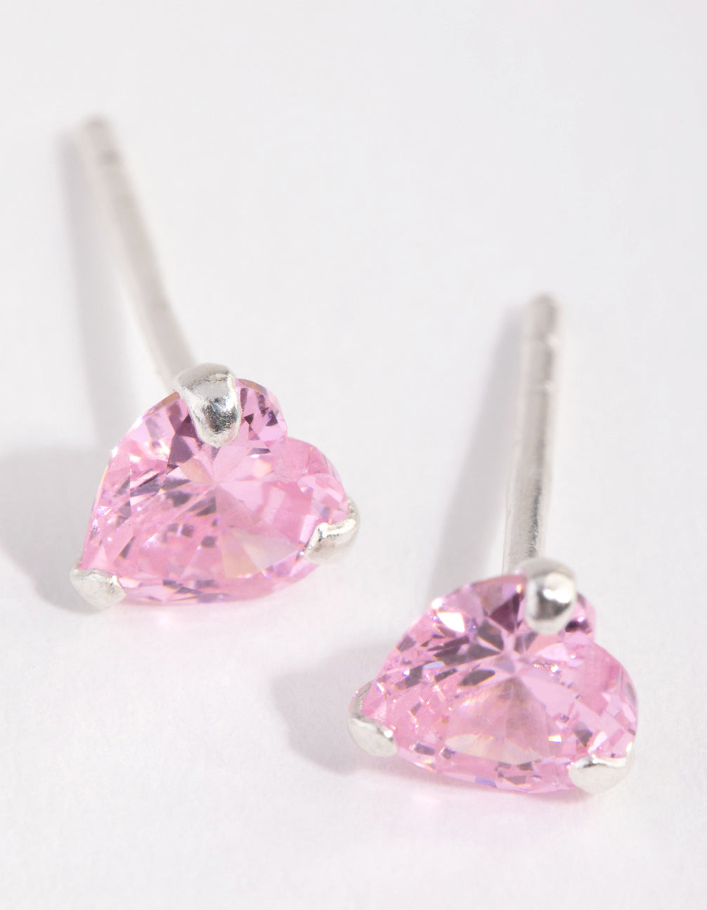 Sterling Silver Diamond Simulant & Cubic Zirconia Heart Stud Earring Pack