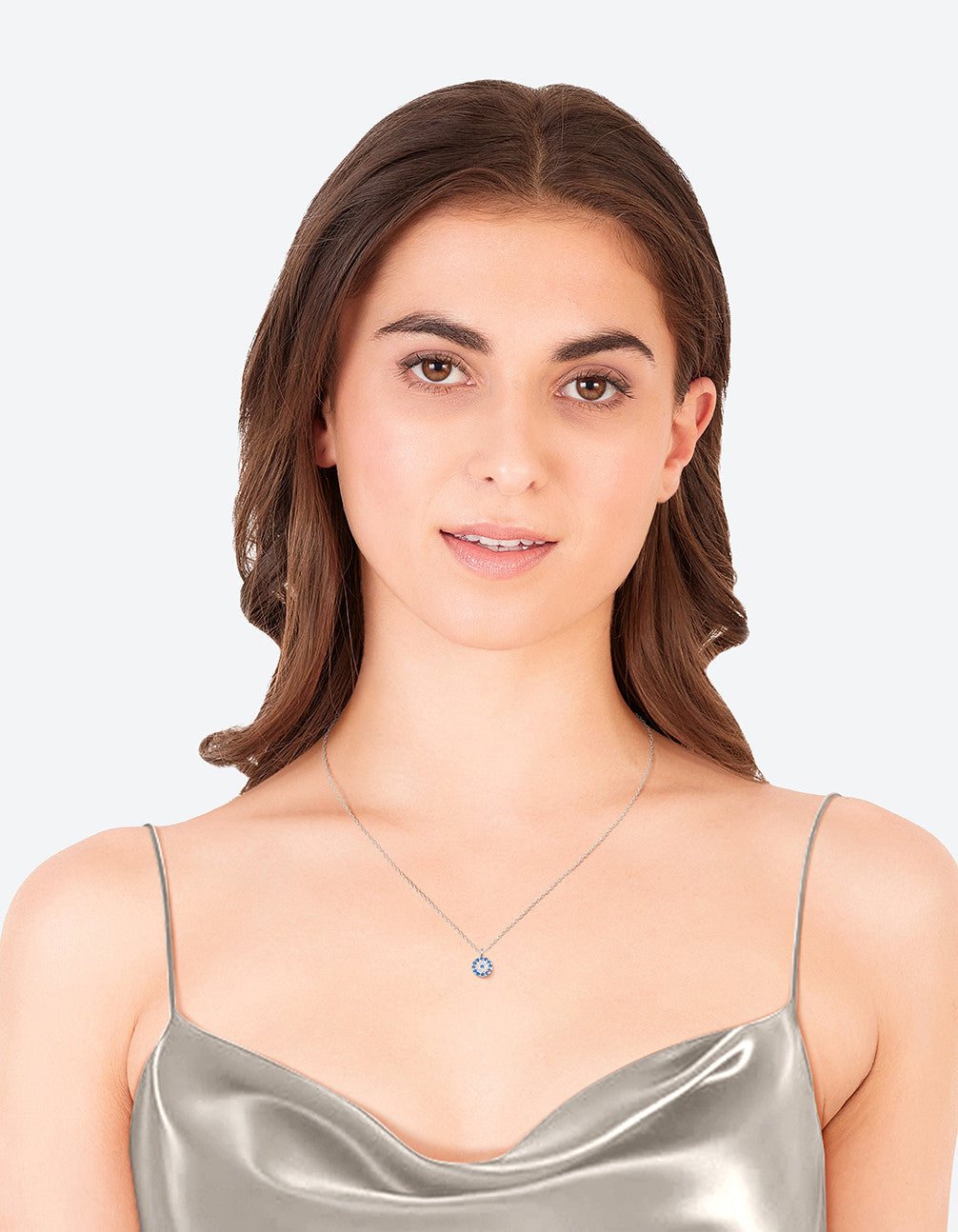 Sterling Silver Evil Eye Disc Necklace