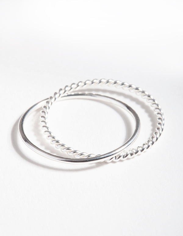 Sterling Silver Plain & Twisted Russian Ring