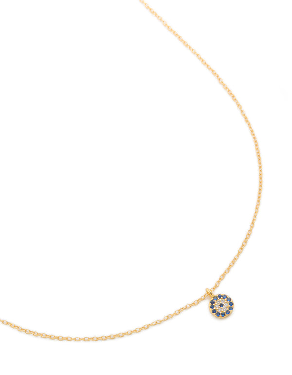 Gold Plated Sterling Silver Evil Eye Disc Necklace