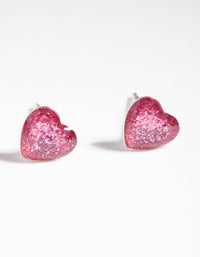 Sterling Silver Epoxy Heart Stud Earrings - link has visual effect only