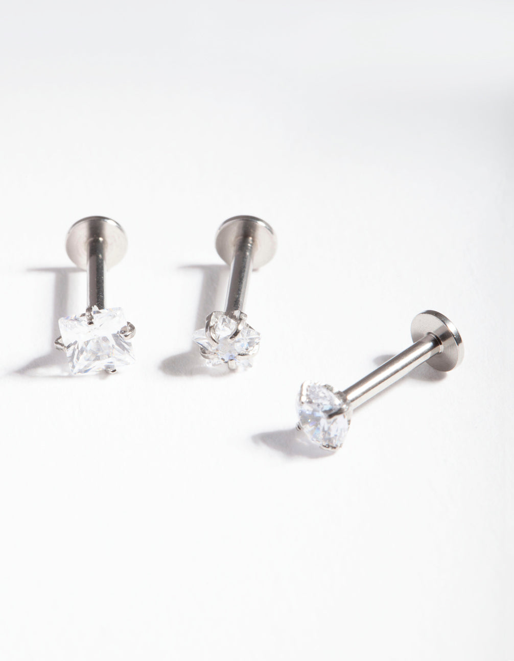 Surgical SteelCubic Zirconia Multi Stone Flat Back Earring Pack