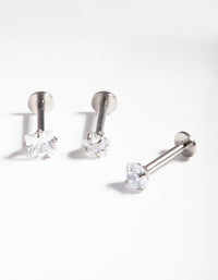 Surgical SteelCubic Zirconia Multi Stone Flat Back Earring Pack - link has visual effect only