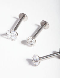 Surgical SteelCubic Zirconia Multi Stone Flat Back Earring Pack - link has visual effect only