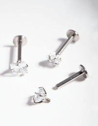 Surgical SteelCubic Zirconia Multi Stone Flat Back Earring Pack - link has visual effect only