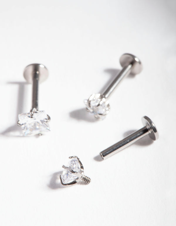 Surgical SteelCubic Zirconia Multi Stone Flat Back Earring Pack