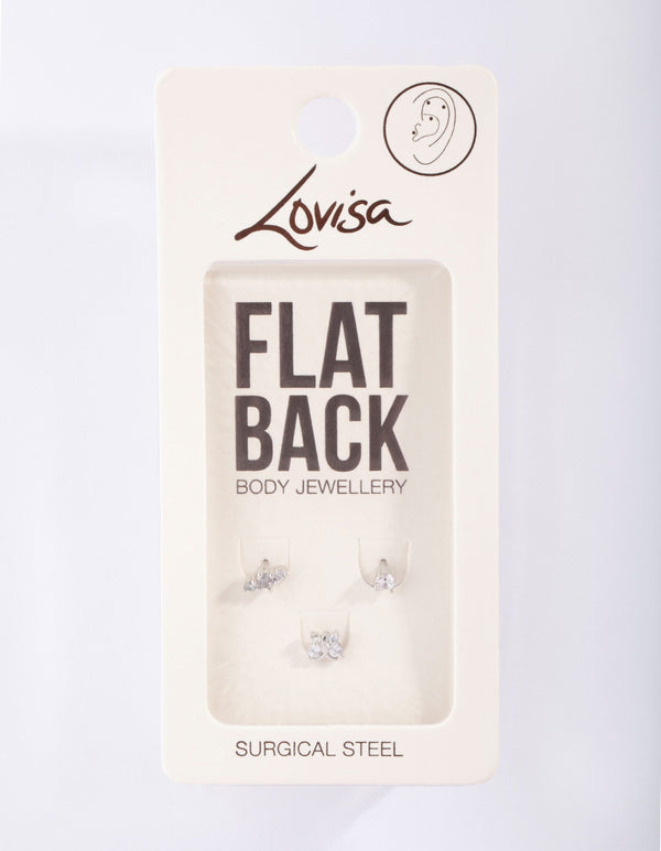 Surgical Steel  Fine Butterfly Flat Back Pack