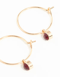 Gold Red Stone Fine Hoop Earrings - link has visual effect only