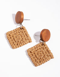 Wood Wrapped Diamond Shaped Drop Earrings - link has visual effect only
