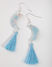 Silver Tassel Moon Drop Earrings - link has visual effect only