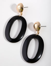 Gold Acrylic Oval Drop Earrings - link has visual effect only