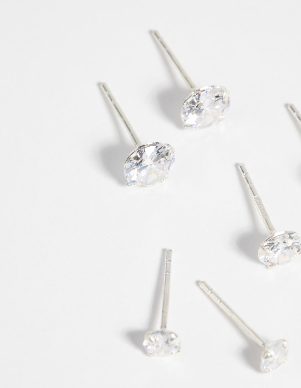 Sterling Silver Graduating Cubic Zirconia Stud Earring Pack