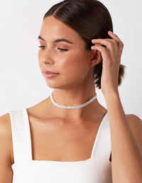Silver Cubic Zirconia 3 Row Tennis Choker - link has visual effect only