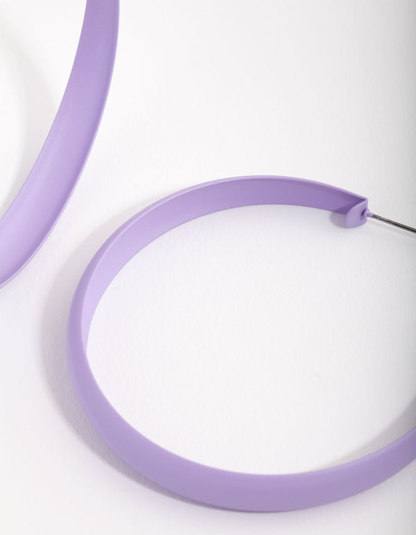 Lilac Matte 60mm Hoop Earrings