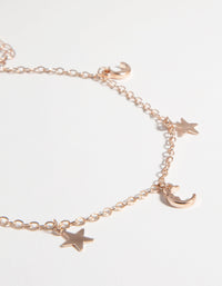 Rose Gold Star & Moon Charm Anklet - link has visual effect only