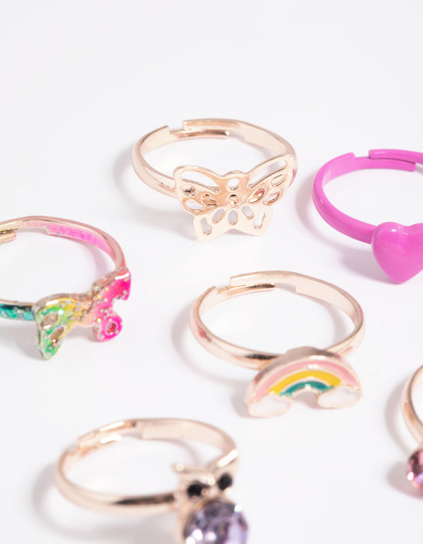 Kids Rose Gold Fairy Tale 6-Pack Rings