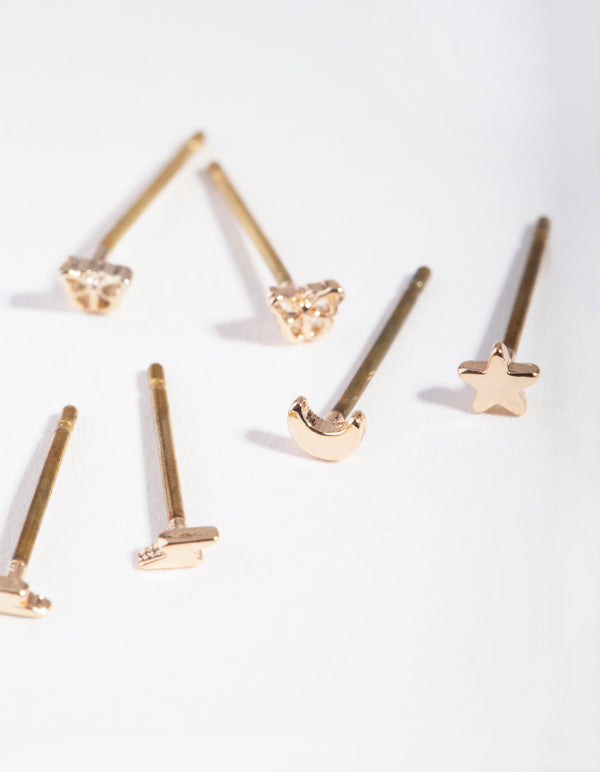 Gold Mixed Micro Motif Earrings