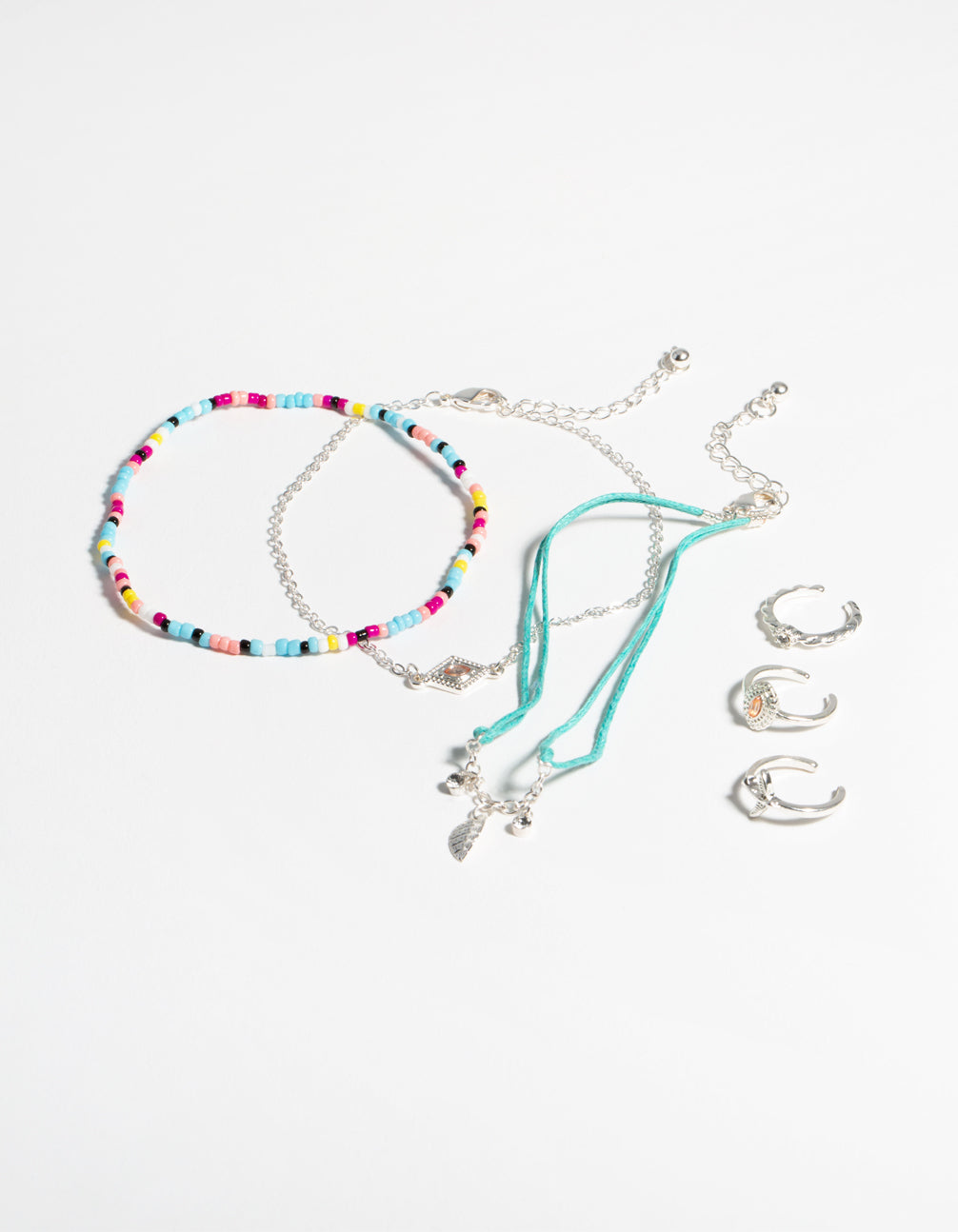 Silver Rainbow Toe & Anklet Set