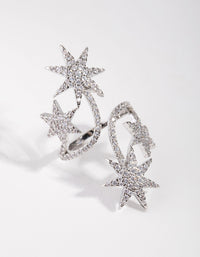 Silver Cubic Zirconia Spiral Stars Ring - link has visual effect only
