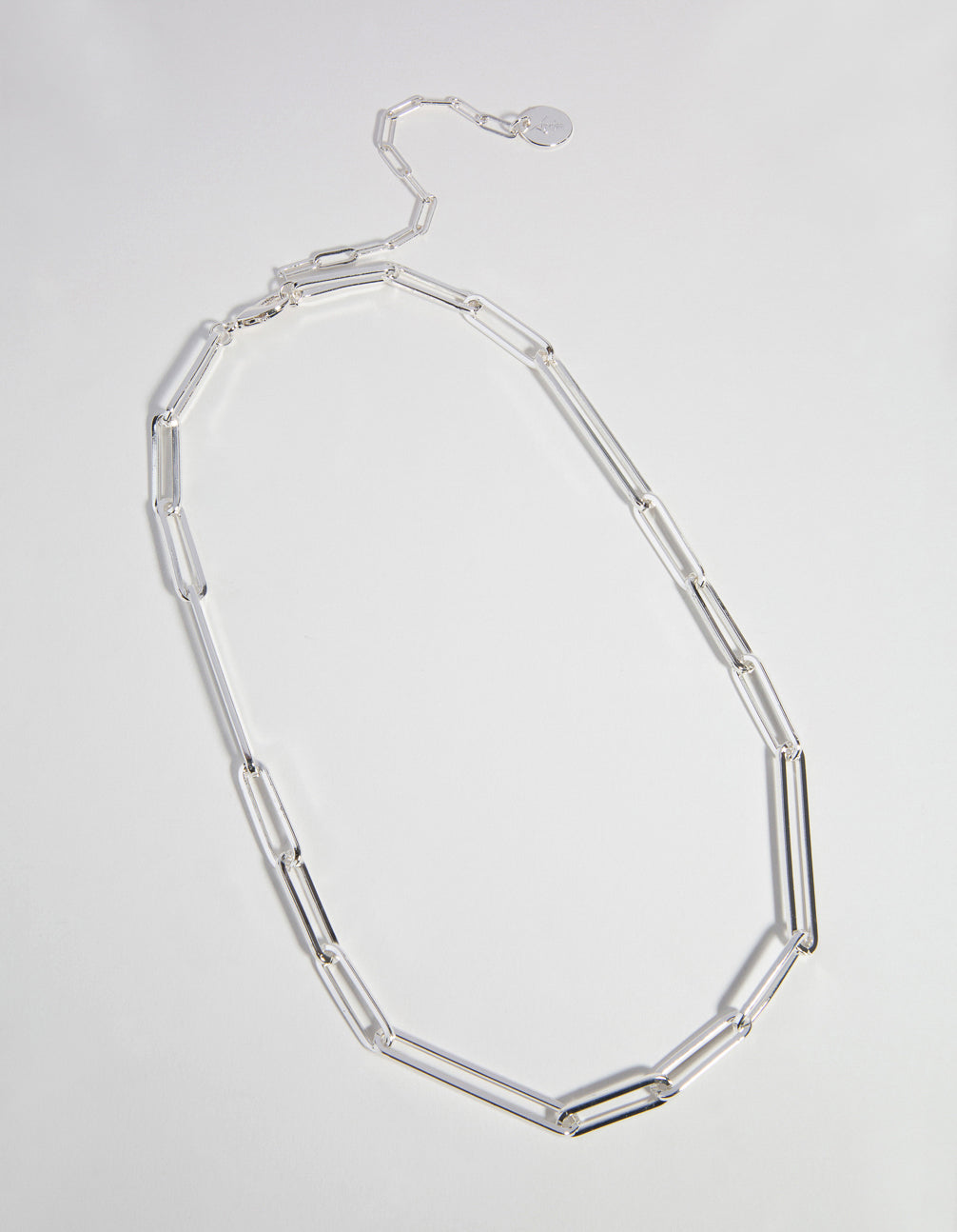 Silver Plated Fine Rectangle Link Necklace