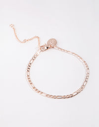 Rose Gold Thin Figaro Chain Bracelet - link has visual effect only