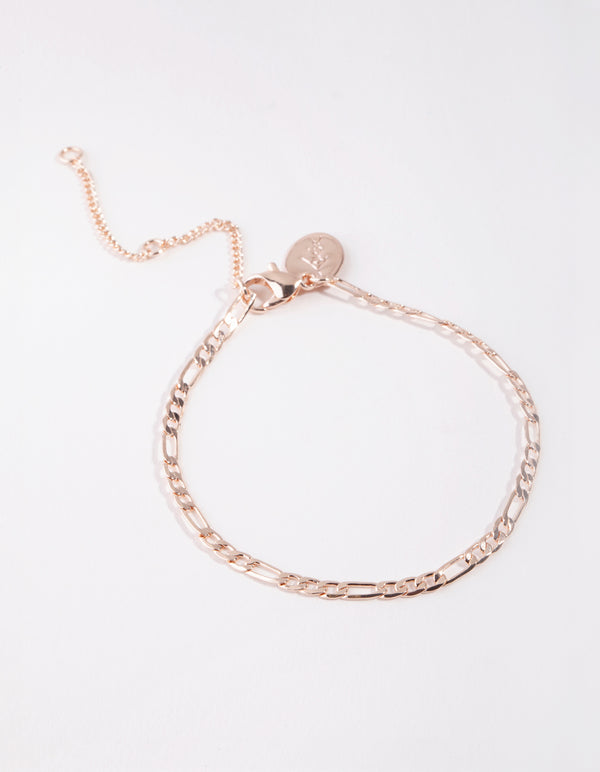 Rose Gold Thin Figaro Chain Bracelet