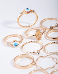 Gold Evil Eye & Hamsa Rings 24-Pack - link has visual effect only