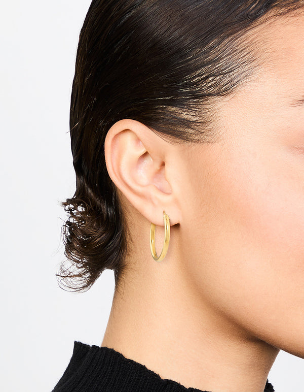 Gold Plated Sterling Silver 25mm Hoop Earrings