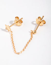 Gold Plated Sterling Silver Star Chain Double Stud Earrings - link has visual effect only