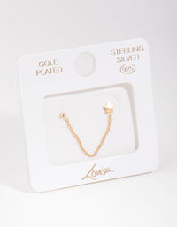 Gold Plated Sterling Silver Star Chain Double Stud Earrings - link has visual effect only