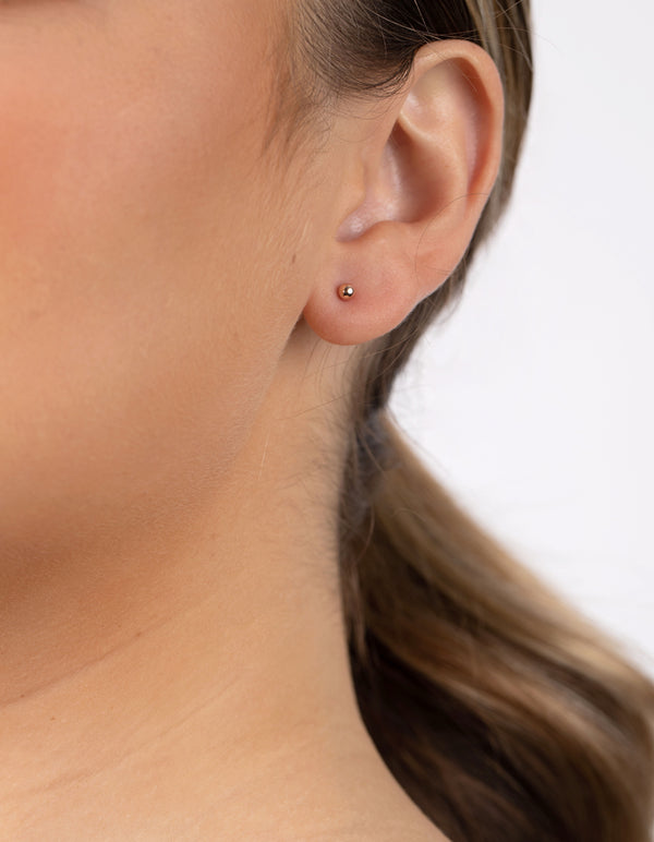 Rose Gold Plated Sterling Silver Ball Stud & Hoop Three-Pack Earring