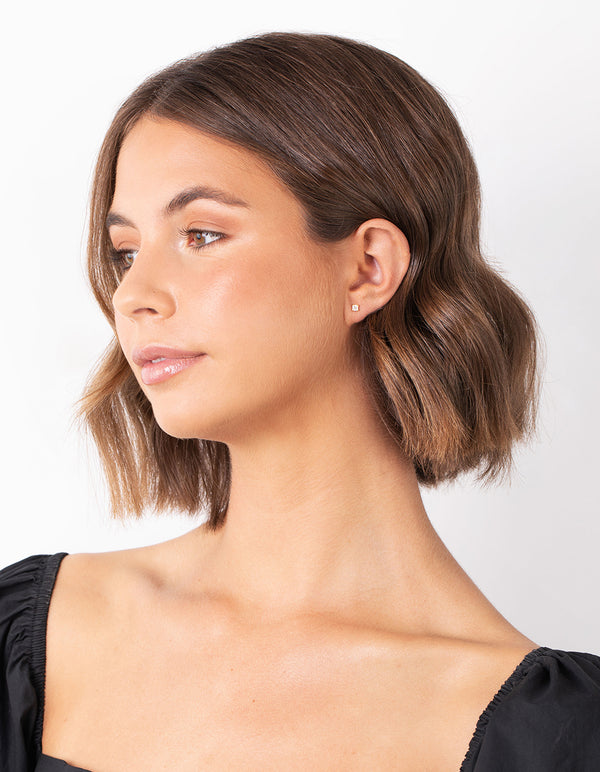 Gold Plated Sterling Silver Princess Stud & Hoop Pack Earring