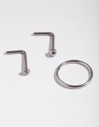 Surgical Steel  Diamante Nose Ring Pack - link has visual effect only