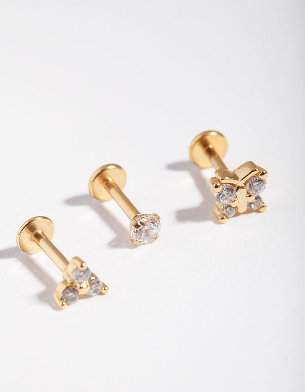 Gold Plated Surgical Steel Butterfly Flat Back Pack